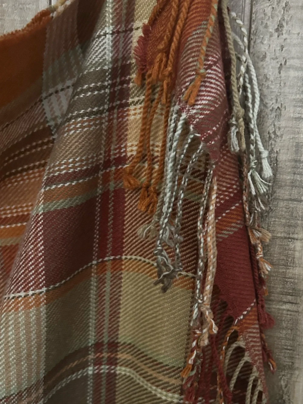 Pottery Barn Fall Plaid table throw, 50x 50